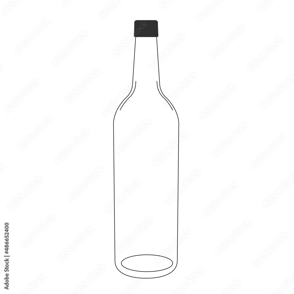 1 Litre Clear Glass Mountain Bottle & Screw Cap, icon design vector 1 Litre Clear Glass Mountain Bottle & Screw Cap, icon design vector