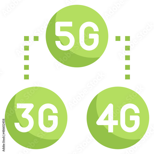 5G flat icon,linear,outline,graphic,illustration