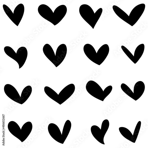 Doodle Hearts, hand drawn love hearts. Vector illustration.