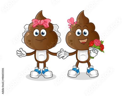 human shit head cartoon wedding. cartoon mascot vector