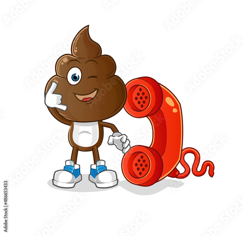 human shit head cartoon call mascot. cartoon vector