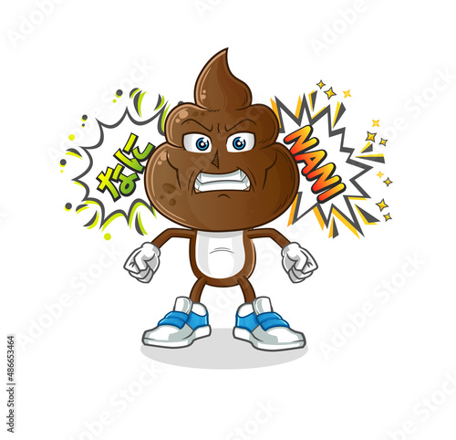 human shit head cartoon anime angry vector. cartoon character