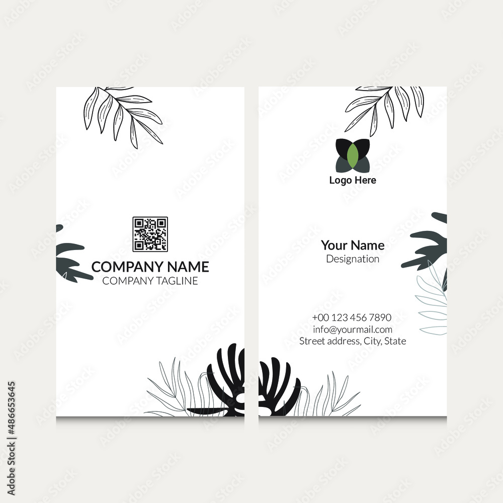 Organic pattern business card design template with front and backside
