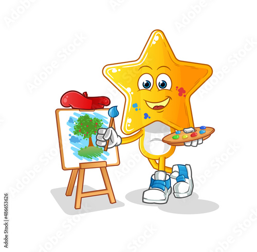 star head cartoon artist mascot. cartoon vector