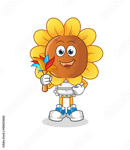 sunflower head cartoon maid mascot. cartoon vector