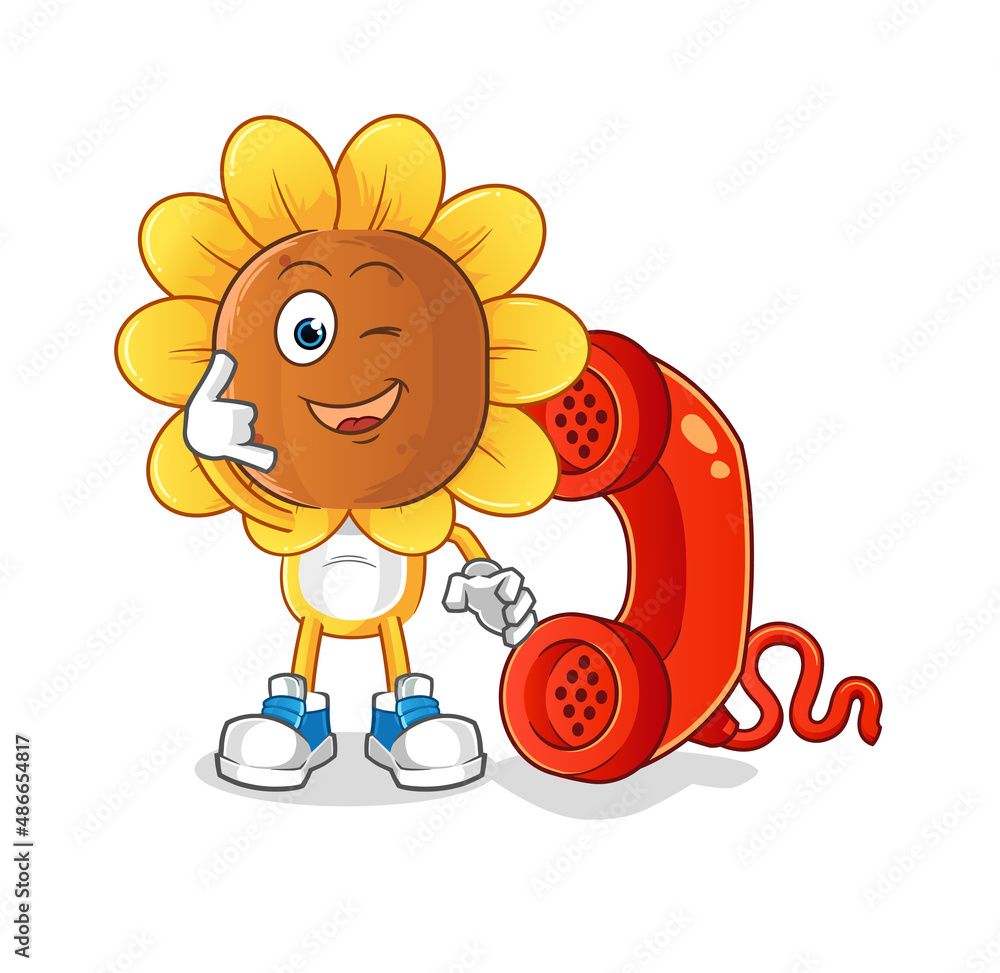 sunflower head cartoon call mascot. cartoon vector