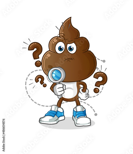 human shit head cartoon searching illustration. character vector