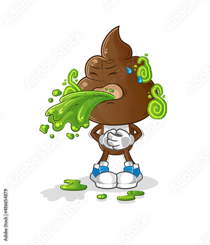human shit head cartoon throw up. cartoon mascot vector