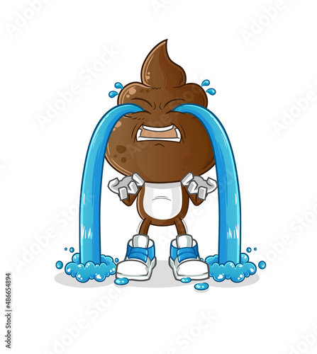 human shit head cartoon crying illustration. character vector