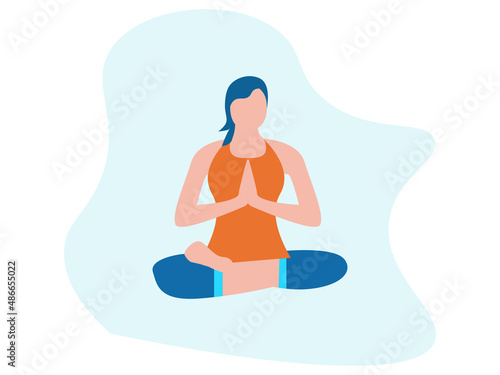 Business yoga concept. businesswoman meditating, time management, stress relief and problem solving concepts. Business woman sitting and meditating. 