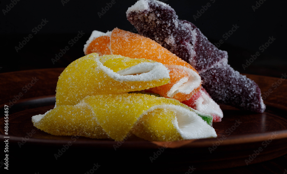 Beautiful Turkish delight in different colors. Turkish sweets . Delicious candies . Beautiful Turkish delight in different colors. Turkish sweets . Delicious candies .