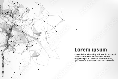 Abstract Triangle Futuristic Shape Wireframe Structure Network Connector Background Vector. Grey Scale Copy Space for Brochure, Report, Presentation Illustration.