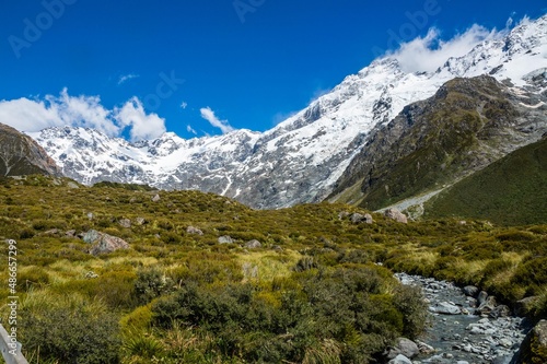 Beautiful Mountain View  Hooker Valley Track  South Island  New Zealand