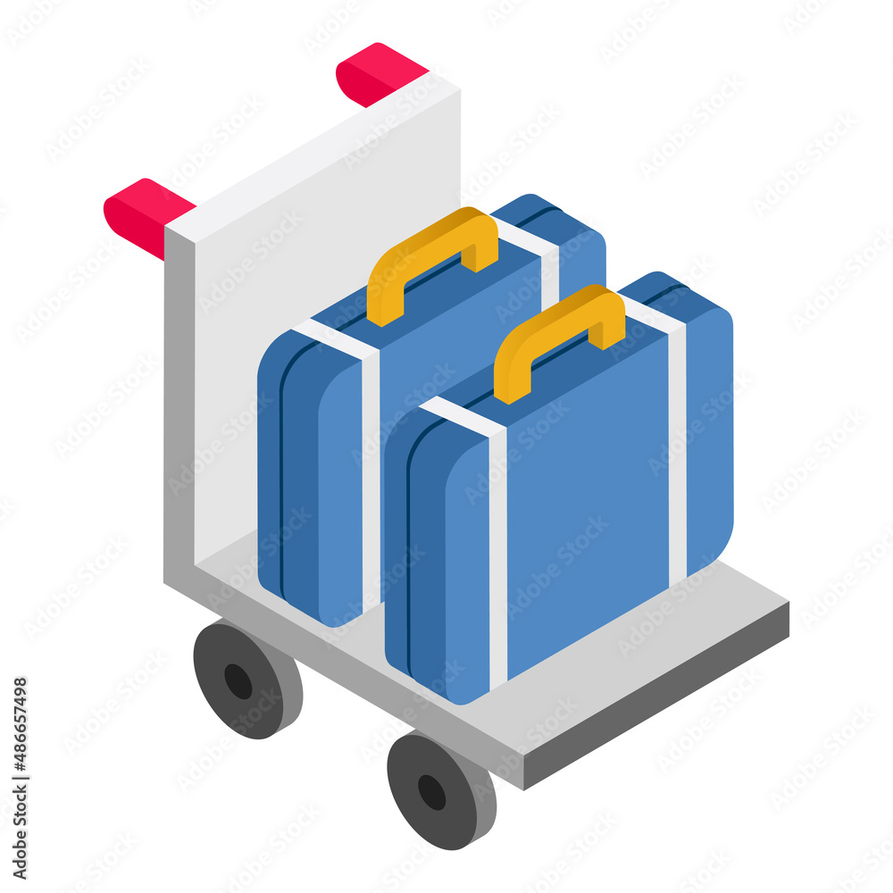 Briefcase Dolly - Isometric 3d illustration. Briefcase Dolly - Isometric 3d illustration.