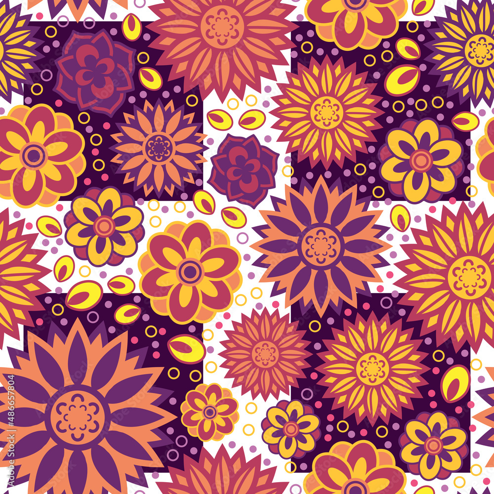 Beautiful and Simple Geometrical Flower Seamless Surface Pattern Design