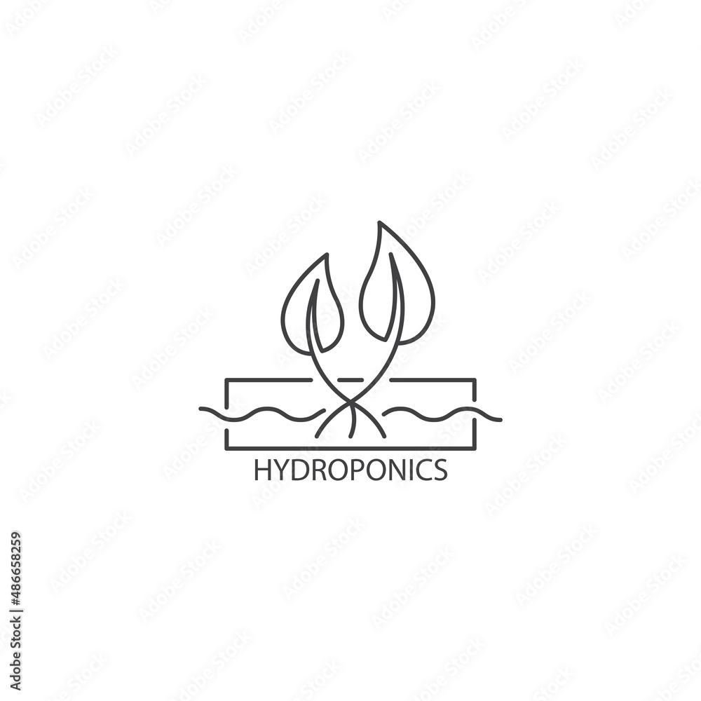 Hydroponics, seedling plant. Vector outline icon template Hydroponics, seedling plant. Vector outline icon template