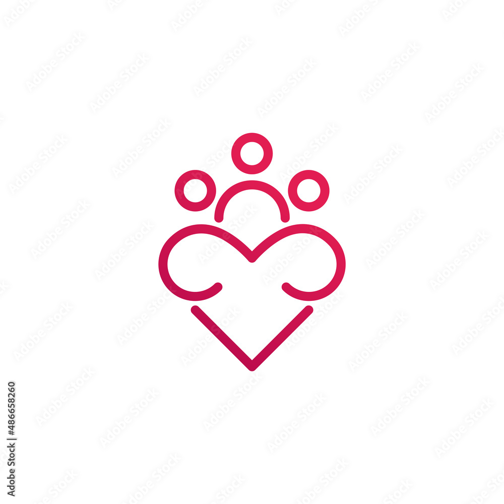 Love creative people, people connect, community, heart. Vector logo template