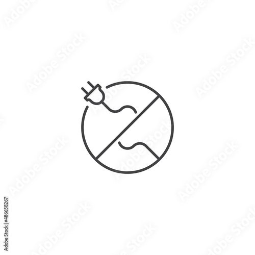 Wireless, cordless, no plug. Vector outline icon template