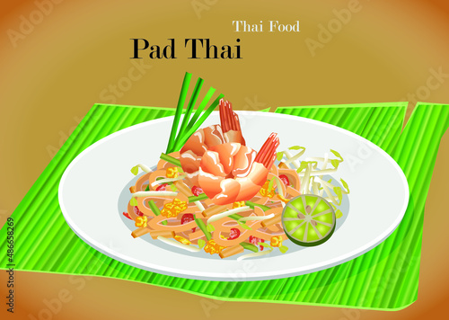 Pad Thai stir-fried rice noodle local Thailand food.