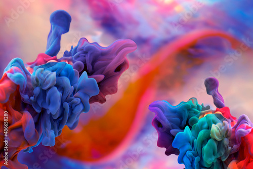 Art ink in water abstract background texture , colored smoke