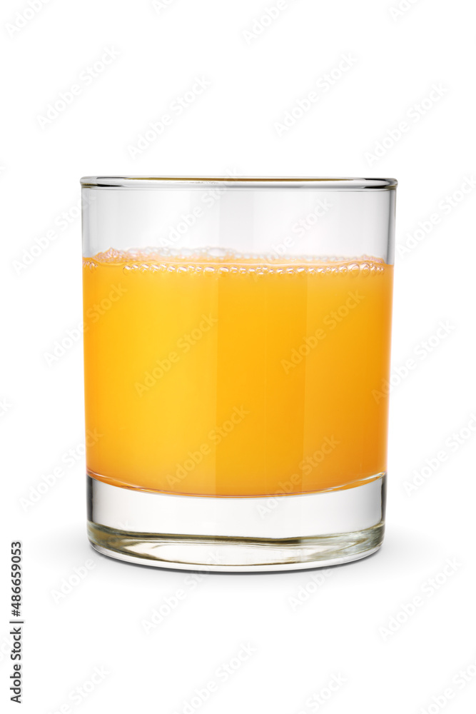 Glass of orange juice isolated on white. - obrazy, fototapety, plakaty 