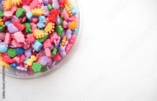 Toys different sweets, on a white background