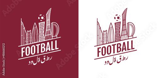 Qatar football  logo, soccer ball, Sport ,flag concept sign, symbol ( Translation : Qatar )