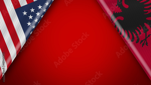 Albania and USA United States of America Flags – 3D Illustration