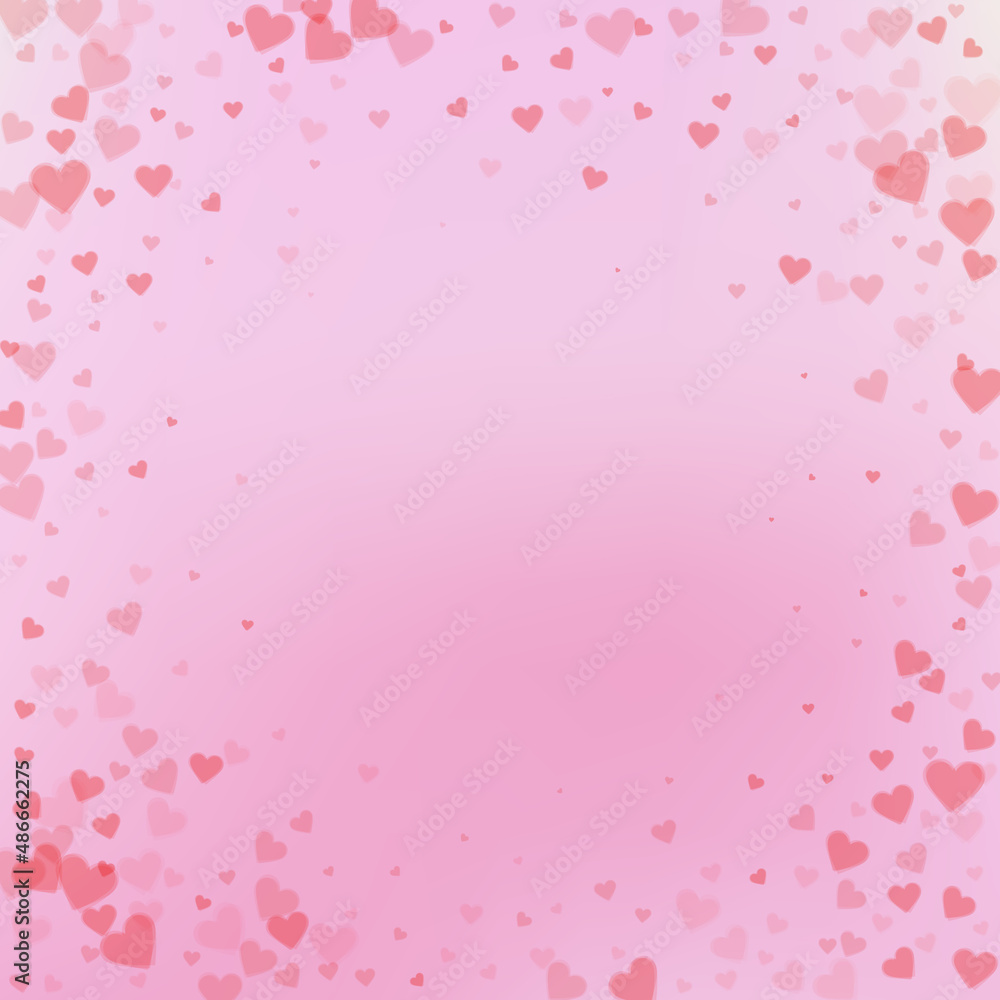 Red heart love confettis. Valentine's day vignette Red heart love confettis. Valentine's day vignette
