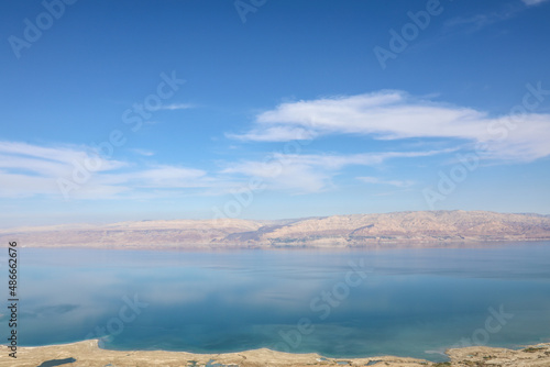 Top view from Masada fortress to the Judean desert and the Dead Sea. High quality photo photo