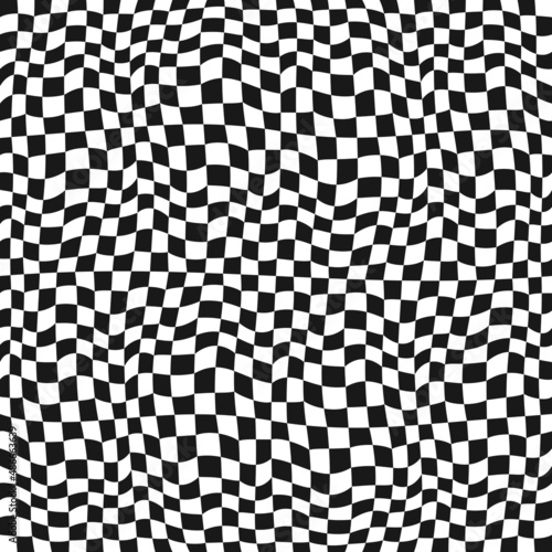 Checker black and white square cells. Vector pattern repeated pattern.