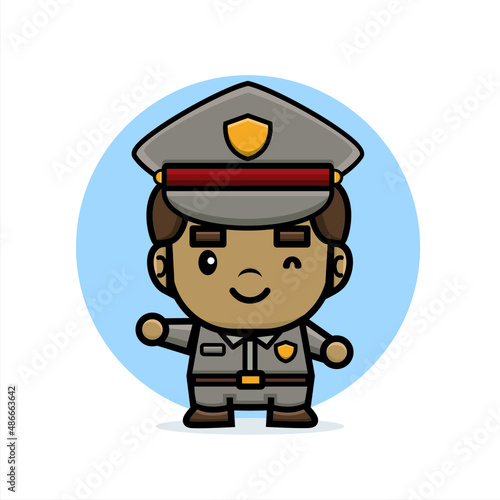 cartoon cute police smile