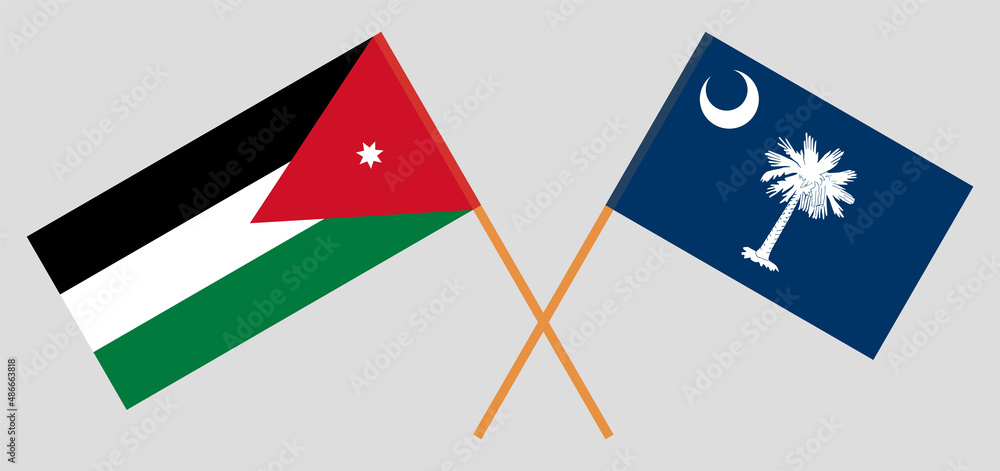 Crossed flags of Jordan and The State of South Carolina. Official colors. Correct proportion Crossed flags of Jordan and The State of South Carolina. Official colors. Correct proportion