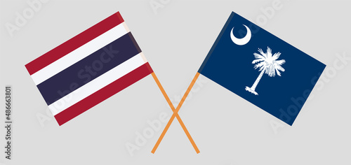 Crossed flags of Thailand and The State of South Carolina. Official colors. Correct proportion