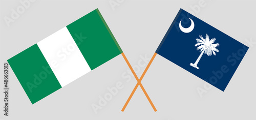 Crossed flags of Nigeria and The State of South Carolina. Official colors. Correct proportion