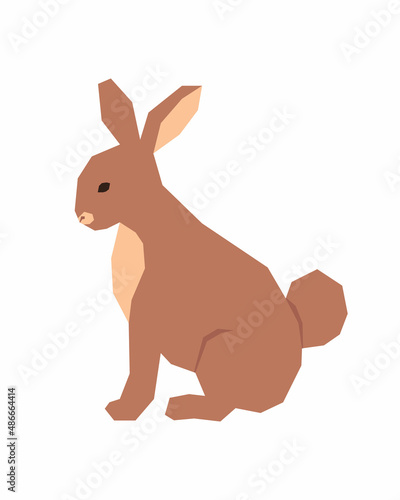 Profile of a brown seated rabbit. Side view of the hare. Vector illustration in flat style. © Ohukas