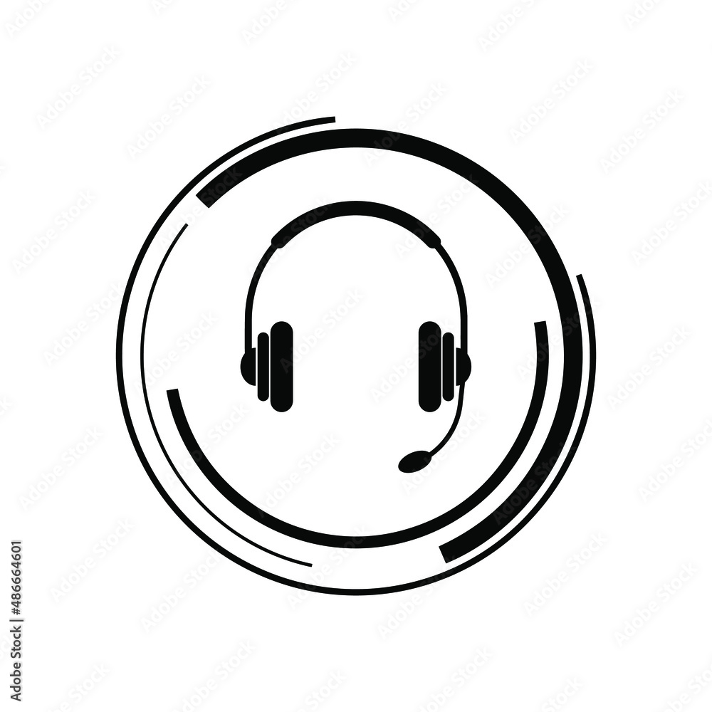 headphones icon on square internet button headphones icon on square internet button