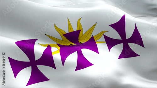 Hispanic Spanish People logo. National 3d Hispanicity logo waving. Sign of Hispanic Spanish People seamless animation. Hispanicity flag HD Background - New York, 4 July 2021
 photo