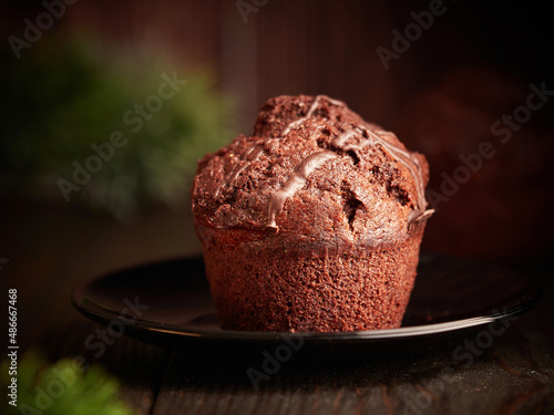 Chocolate cupcake on a dark background