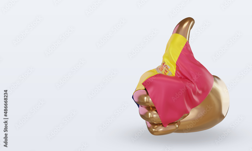 3d thumb Andorra flag rendering right view 3d thumb Andorra flag rendering right view
