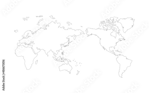 世界地図 線画 ベクター素材