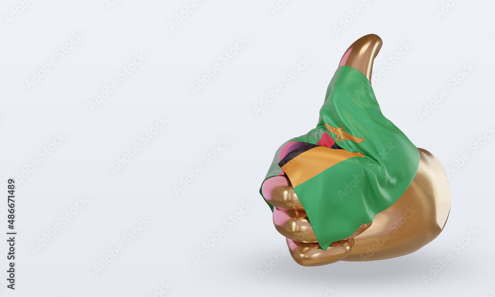 3d thumb Zambia flag rendering right view