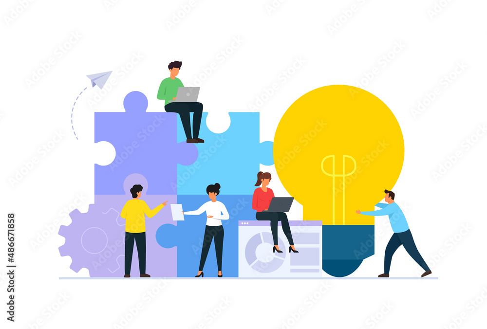 Teamworking or support concept connecting puzzle Vector Image