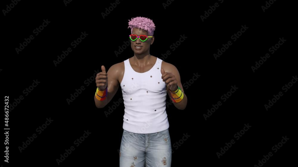 guy with a rainbow signs fun moving ,animation , transparent background ...