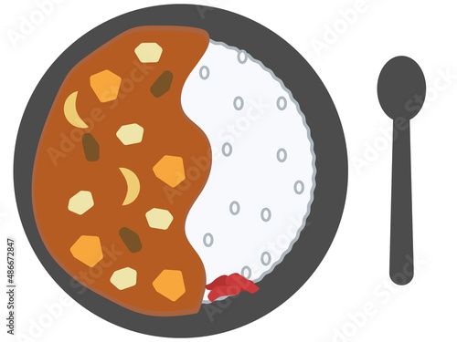 カレーライス　食べ物　料理　イラスト