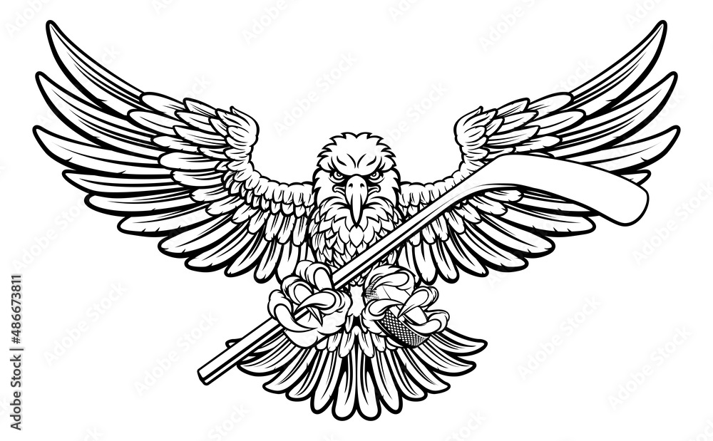 Eagle Ice Hockey Player Animal Sports Mascot Eagle Ice Hockey Player Animal Sports Mascot