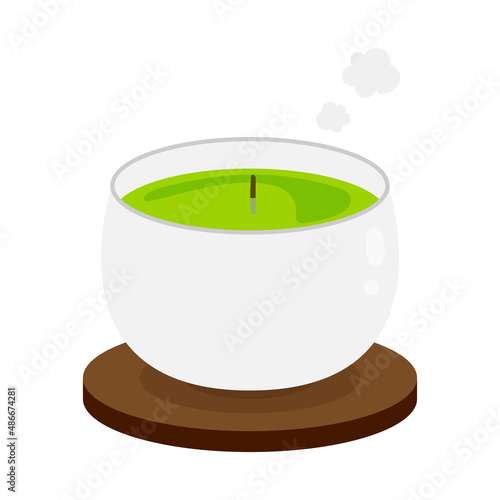 茶柱が立った緑茶のベクターイラスト