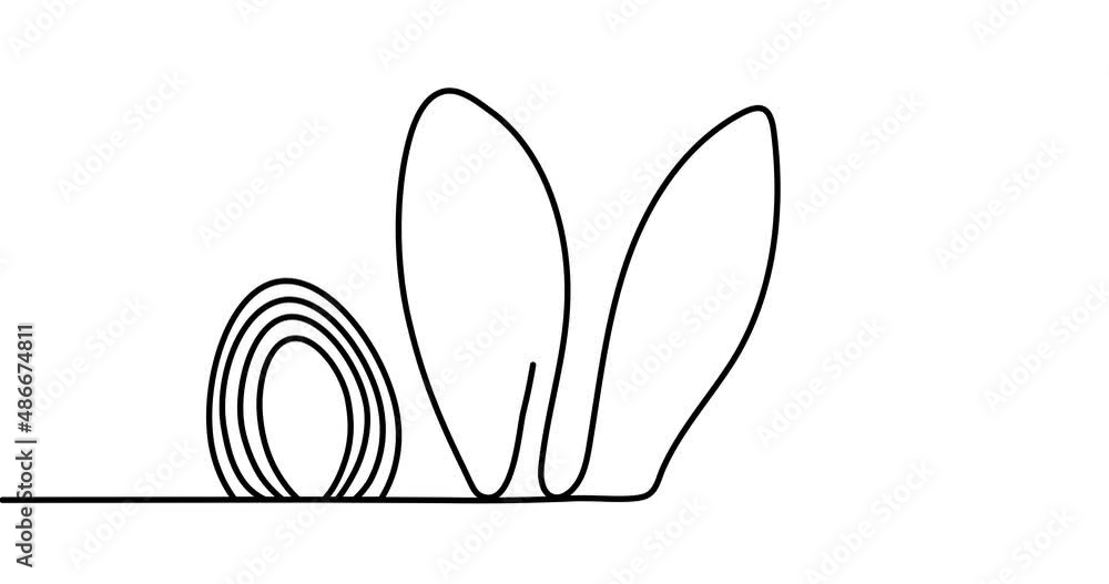 Animated illustration for Easter. Continuous One Line. Hand-drawn minimalist style. 4K video.