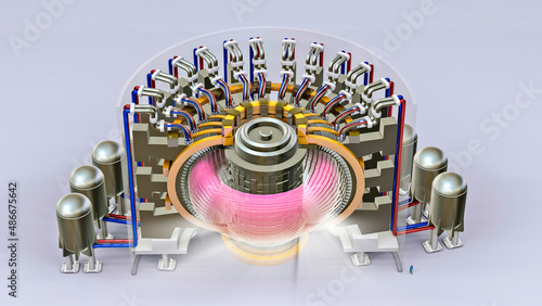 Foto Nuclear fusion reactor, energy produced thanks to the fusion of atoms, the process that powers the Sun