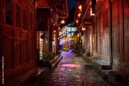Night view of gongtan ancient town in Youyang, Chongqing, China